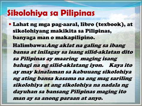 SIKOLOHISTA (Tagalog).